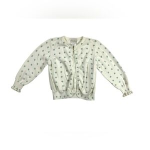 Strasburg Long Sleeve Poka Dot Cardigan in White Size 2Y-3Y Girl